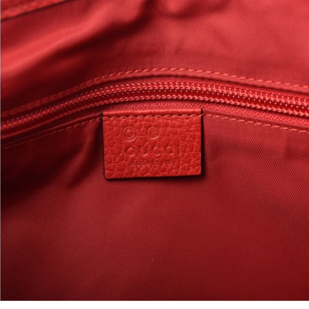 Gucci crossbody bag Guccissima Nylon Monogram Double Buckle Flap Vibrant Red - Picture 8 of 12
